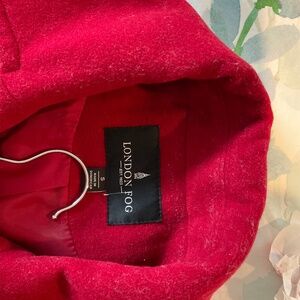 London Fog rich red wool pea coat size small